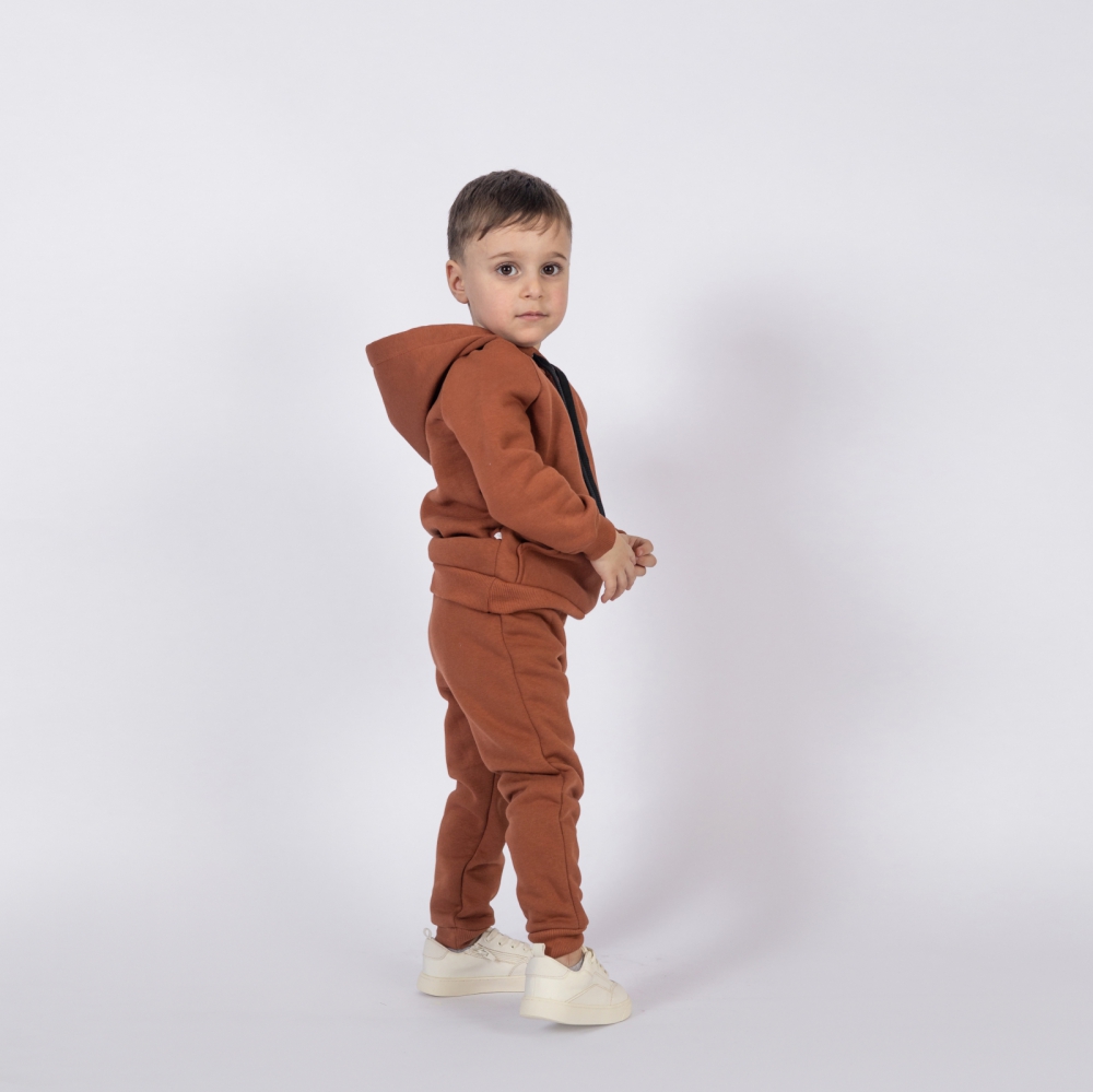 296-ТР. Свитшот с капюшоном  + Штаны, хлопок 65%, 35% ПЭ, 3-х нитка (начес) терракот  98,104,110,116