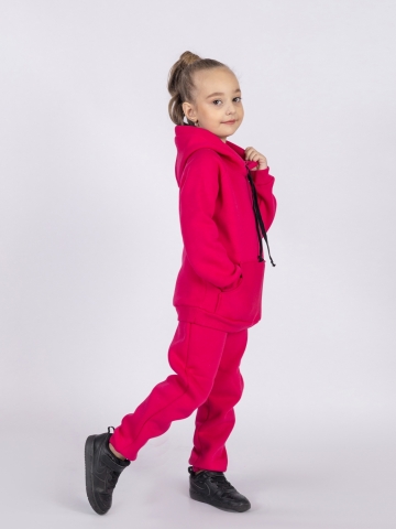 Купить оптом 296-Ф. Свитшот с капюшоном + Штаны, хлопок 65%, 35% ПЭ, 3-х нитка (начес) фуксия 122,128,134,140 в Ачинске
