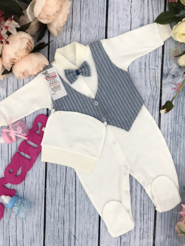 Купить оптом 224-Г. Комбинезон, хлопок 100% интерлок, "Жилет новый" голубая полоса в Ачинске