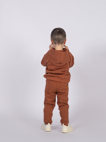 296-ТР. Свитшот с капюшоном  + Штаны, хлопок 65%, 35% ПЭ, 3-х нитка (начес) терракот 80,86,92
